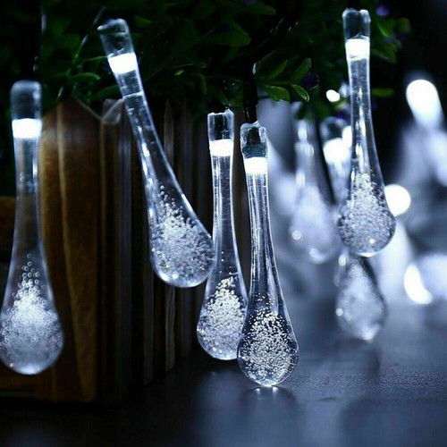 30 LED Solar String Lights Raindrop Waterproof Outdoor Garden Decor Fairy Lamp - Picture 13 of 18