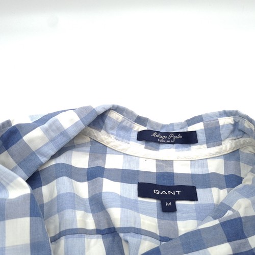 Camisa GANT Para Hombre Azul Melange De Popelín A Cuadros De Algodón Lr6 Talla M - Imagen 3 de 7