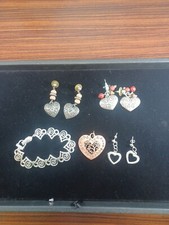 Heart Jewelry Earrings Bracelet Charm Dangle Drop Statement Pierced Lot Of 5