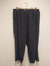 Citron Santa Monica Black Silk Linen Blend Cropped Elastic Waist Pants - 1X