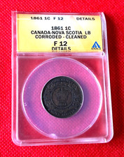 1861 Große Cent Canada Nova Scotia LB Anacs F 12 Einzelheiten Korrodiert