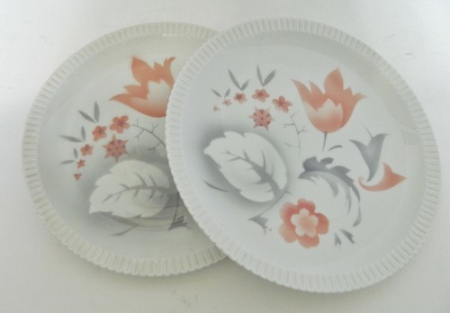 Syracuse helledge China Coral Vogue Pattern Two Dinner Plates Fluted Edge - Picture 10 of 12