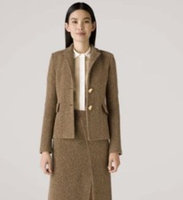 Maxmara Tweed Jacket Skirt Suit Sz 40 Brown Pockets Lined Wool Rich Max Mara