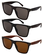 Horn Rimmed Faux Wood Unisex Sunglasses UV Protection Soft Cover Classic Retro