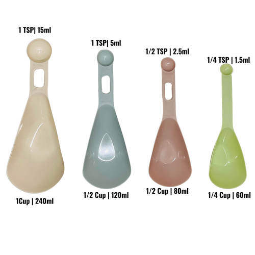 4 Colors Stackable Plastic Measuring Spoons and Cups Baking Multi-Colored - Picture 4 of 5
