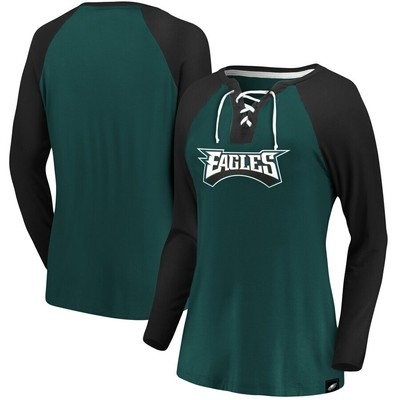 Philadelphia Eagles Majestic Women's Break Out Play Lace Up Long Sleeve Raglan | eBay