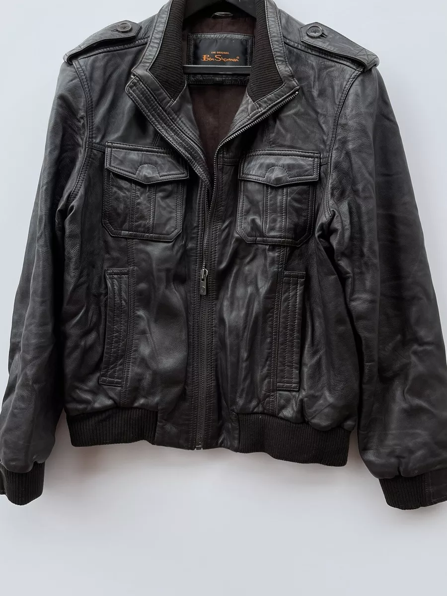Ben Sherman Men s Real Leather Dark Brown Jacket Size L