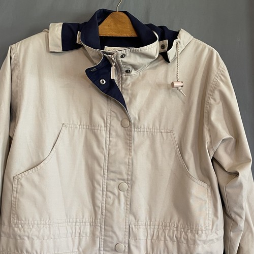 St. Johns Bay Womens Petite M Jacket Beige Snap Off Hood Toggle Cinch Waist - Picture 3 of 14