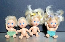 4 Vintage Tyco Quints Drink & Wet Blonde Dolls Baby 2 Boys 2 Girls Replacements