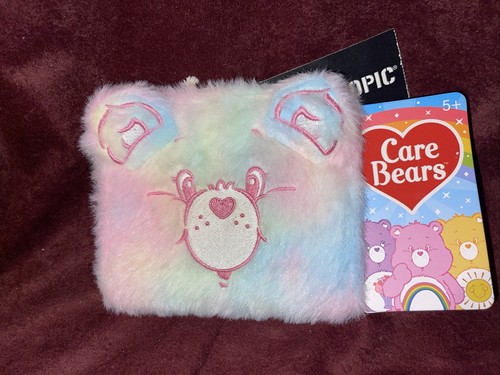 Care Bears Pastel Rainbow Fuzzy Mini Flap Wallet Loungefly Brand New NWT - Picture 2 of 5