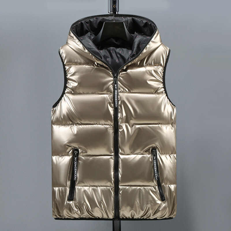Mens Down Cotton Hooded Vest Puffer Quilted Warm Waistcoat