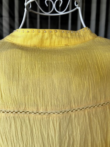 Pomander Place Dress Small Womens Medium Long Sleeve Yellow Cotton Lined - Picture 15 of 16