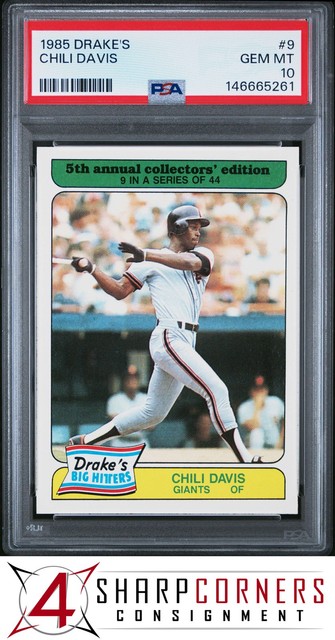 1985 Drake's #9 Chili Davis Giants Pop 2 PSA 10