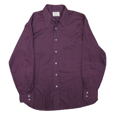 ARROW Herren Lila Uni Hemd L Langarm Kragen Button-Down Regular Polyester
