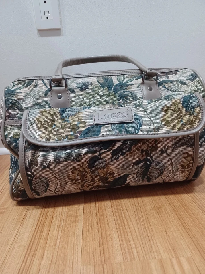 LUCAS TRAVEL BAG TAPRESTRY, 15", FLORAL DRAWINGS, PLANTS - GRAY - Image 2 of 4