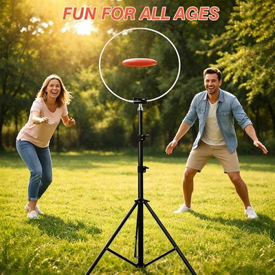 Adjustable Tripod Frisbee Toss Ring Stand Backyard Yard Flying Disc ThrowingGame
