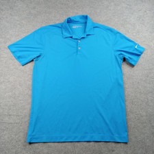 Nike Golf Polo Shirt Mens Medium Blue Dri-FIT Stretch Short Sleeve 637167-445