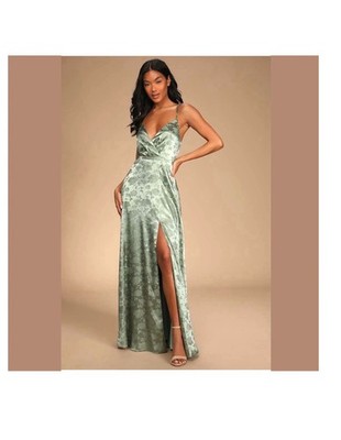 open lace back dress Berylove Women Sage Green Bridesmaid Dress Ruffled Halter A Line Long Wedding Guest Dress, Sage Green / US22W