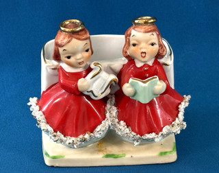 VTG Christmas Singing Angels Ceramic Planter Figurines Japan
