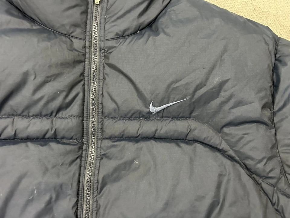 Chaqueta acolchada de plumón vintage Nike para hombre XL azul marino cremallera completa abrigo de invierno aislado Foto 4 de 4
