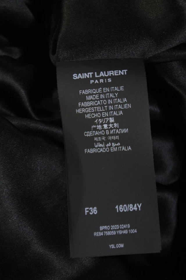 Vestido de terciopelo floral con cuello redondo manga larga Saint Laurent para mujer negro multi FR 36 Foto 4 de 4