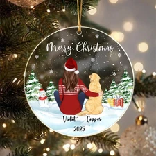 Personalized Girl With Dogs Ornament 2025  Custom Dog Mom Christmas Ornament  Do