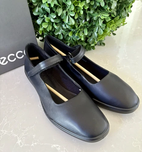 Scarpe basse ECCO Simpl Mary Jane in pelle nera taglia EU 41 US 10 10 5 ~ nuove con scatola