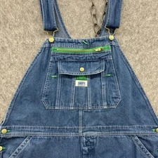 Liberty Denim Carpenter Bib Overalls Men 42x30 Blue with Green Stitching