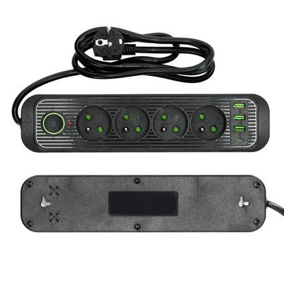 Verlängerungskabel 4GN + USB 3 m schwarz