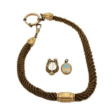 Victorian Gold Filled Woven Mourning Jewelry Necklace Locket Lot of 3 #M1383-5