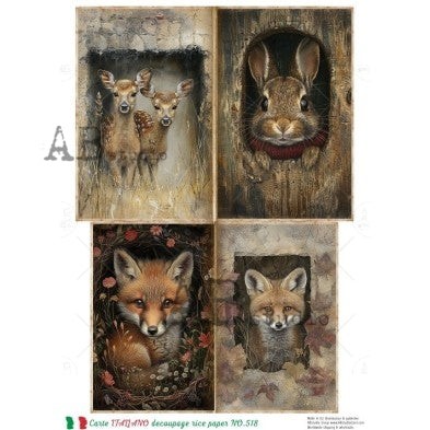 Forest Friends #518 | A4 Rice Paper | Paper for Decoupage | AB Studios