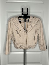 Banana Republic Jacket Womens Small Cream Moto Asymmetrical Zip