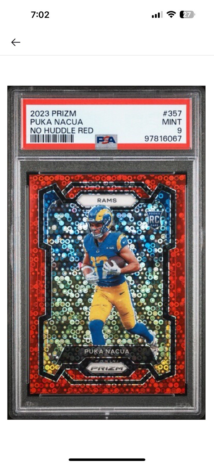 2023 Panini Prizm - Rookies Puka Nacua #357 Red No Huddle Prizm /70 (RC)