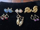 Vtg Lot Of 6 Pair Screwback Eearings Rhinestone Signed Coro Star Art 1/20 12k — photo 6