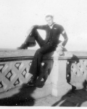 ORIGINAL VINTAGE PHOTO: Navy Sailor Man Male USN Uniform Bridge Pose 40's WW2