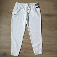 Under Armour UA Rival Fleece Loose Joggers Womens XL White Sweatpants NWT 55 C9