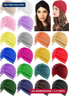 20 Pieces Stretchy Beanie Turban Cap Twisted Head Wraps Chemo Hat Pleated Headwr