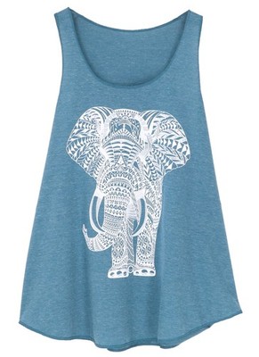 Tanktop mit Elefant Retrodruck, Yogatop - petrol