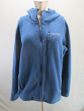 Chaqueta de senderismo Marmot talla L para hombre azul polar bolsillos con capucha cremallera completa al aire libre 456
