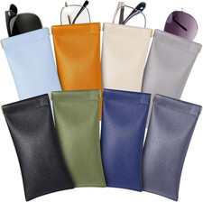 8 Pcs Leather Glasses Case Sunglasses Pouch Eyeglass Case Soft Squeeze Top Porta