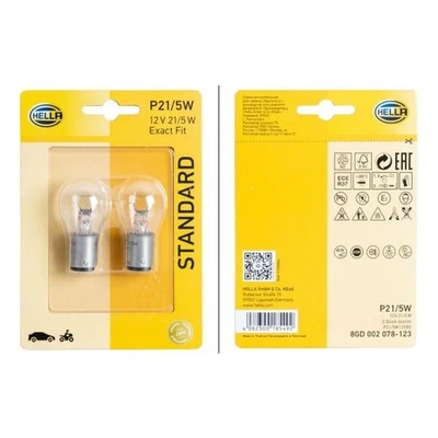 Ampoule Clignotant 12 V 21/5 W P21/5W HELLA BAY15d Halogène Transparent 2 - Photo 1/4