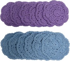 12Pcs/Lot Vintage Hand Crochet Lace Doilies Flower Coasters Small Cup Mat Pad 4"