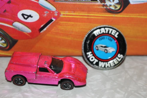 Vintage Hot Wheels Redline 1967 Ford J Car Pink / Rose Color With Dark Interior