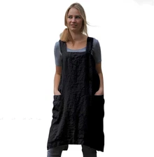 Women’S Pinafore Square Apron Baking Cooking Gardening Works Cross Back Cotton/L