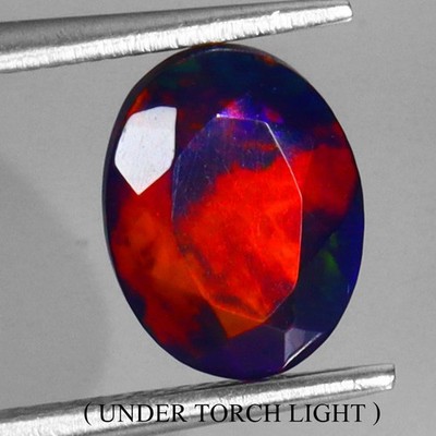 Oval Schliff AAA Blumenmuster Flash Play Of Farbe Schwarz Opal 1.26ct 9x7mm