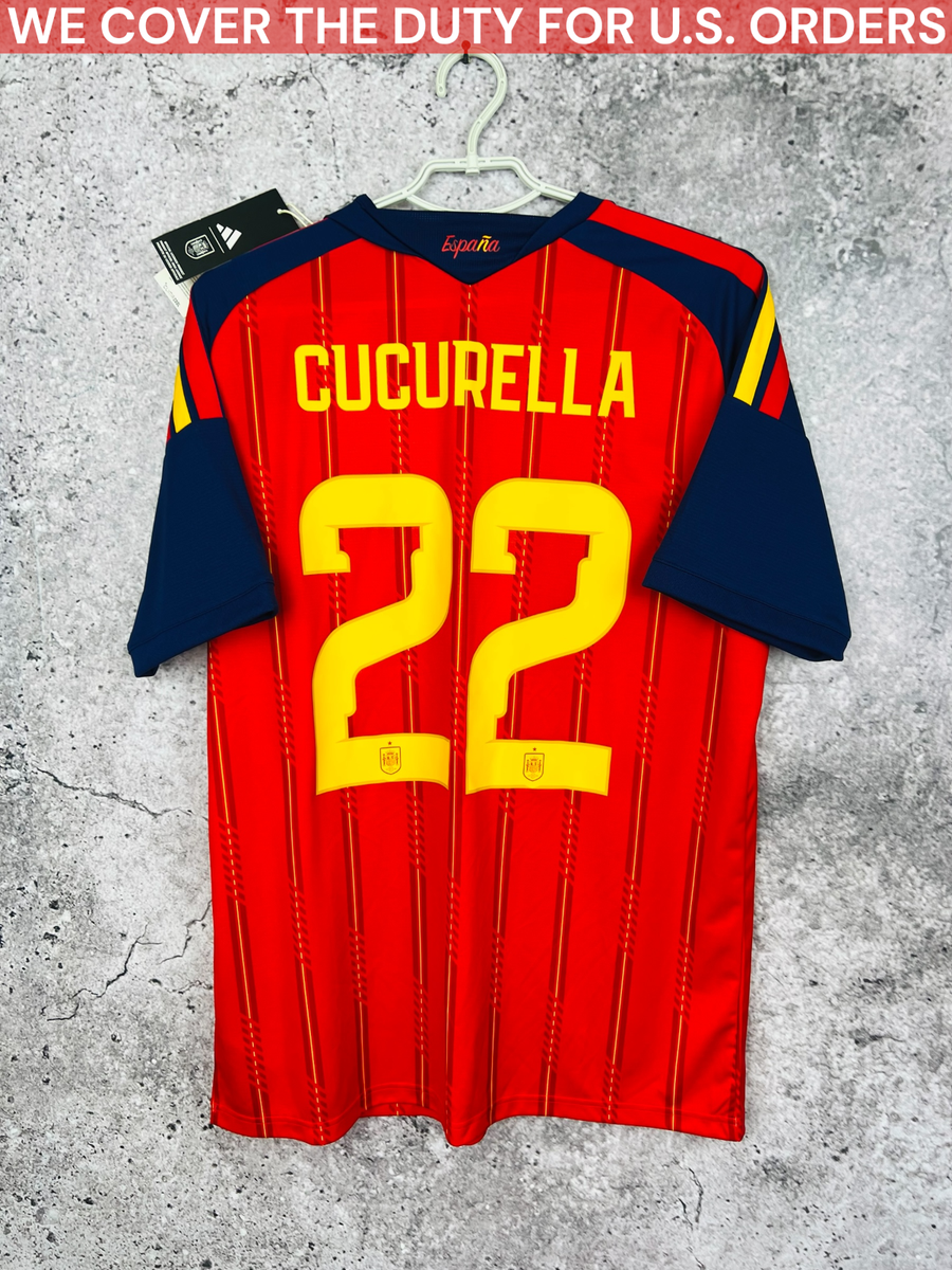 ADIDAS SPAIN TEAM JERSEY 2026 HOME SOCCER SHIRT CUCURELLA #22 MEN