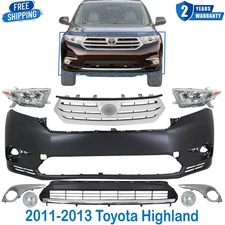 Front Bumper Cover Primed & Grille Assembly Chrome For 2011-2013 Toyota Highland