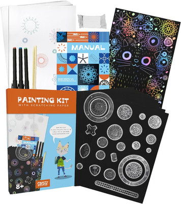 CRAFTY CATS Spirograph 47 Stück Deluxe Kit mit Kratzbilder Mandala Zeichenschabl