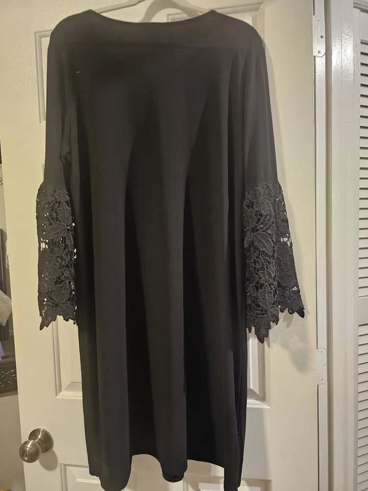 Alfani Polished and versatile Black dress with Embroidered Sleeves Size 20w - Image 3 of 4