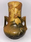 Roseville Pottery Brown Clematis Double Handled Vase ~106-7